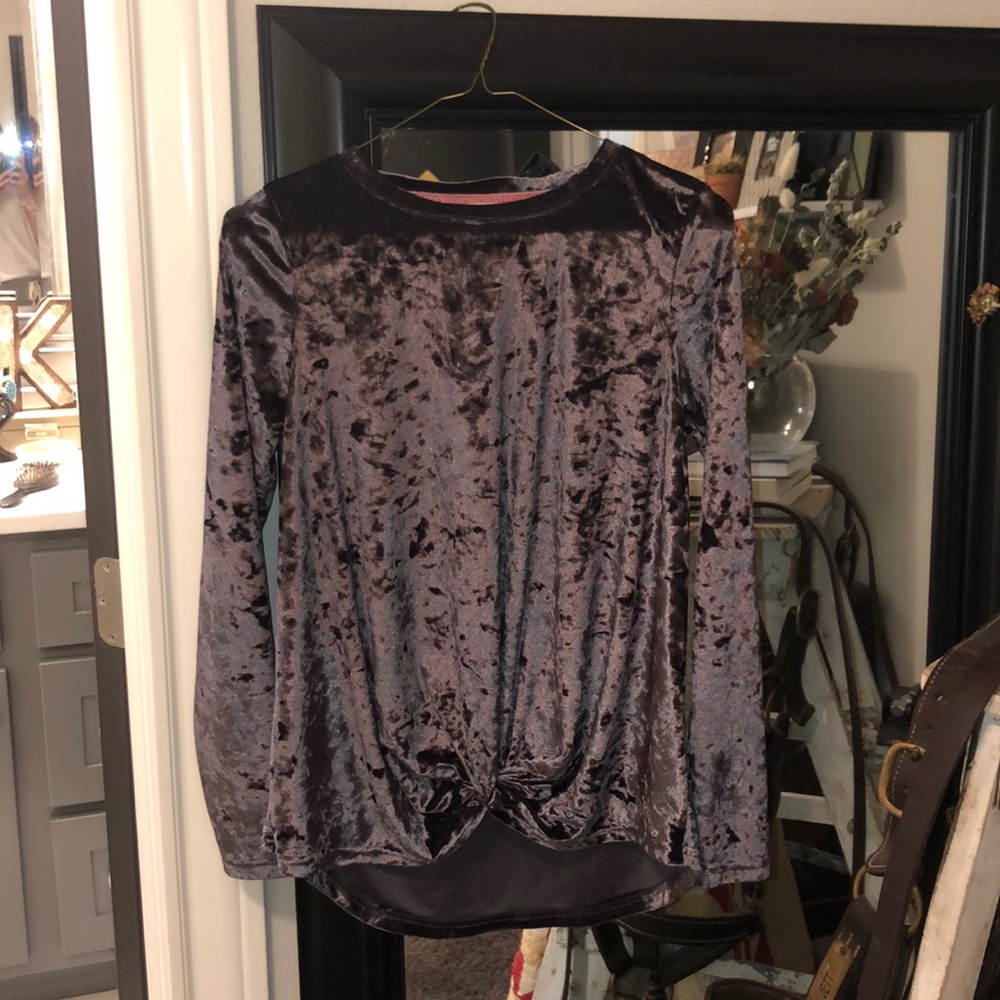 Grey velvet top